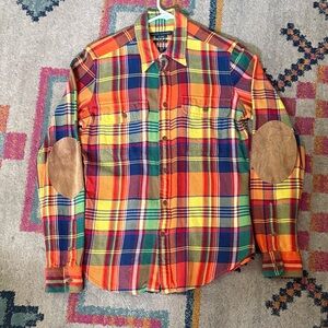 Ralph Lauren Multicolor Plaid women’s Shirt with Elbow Patches